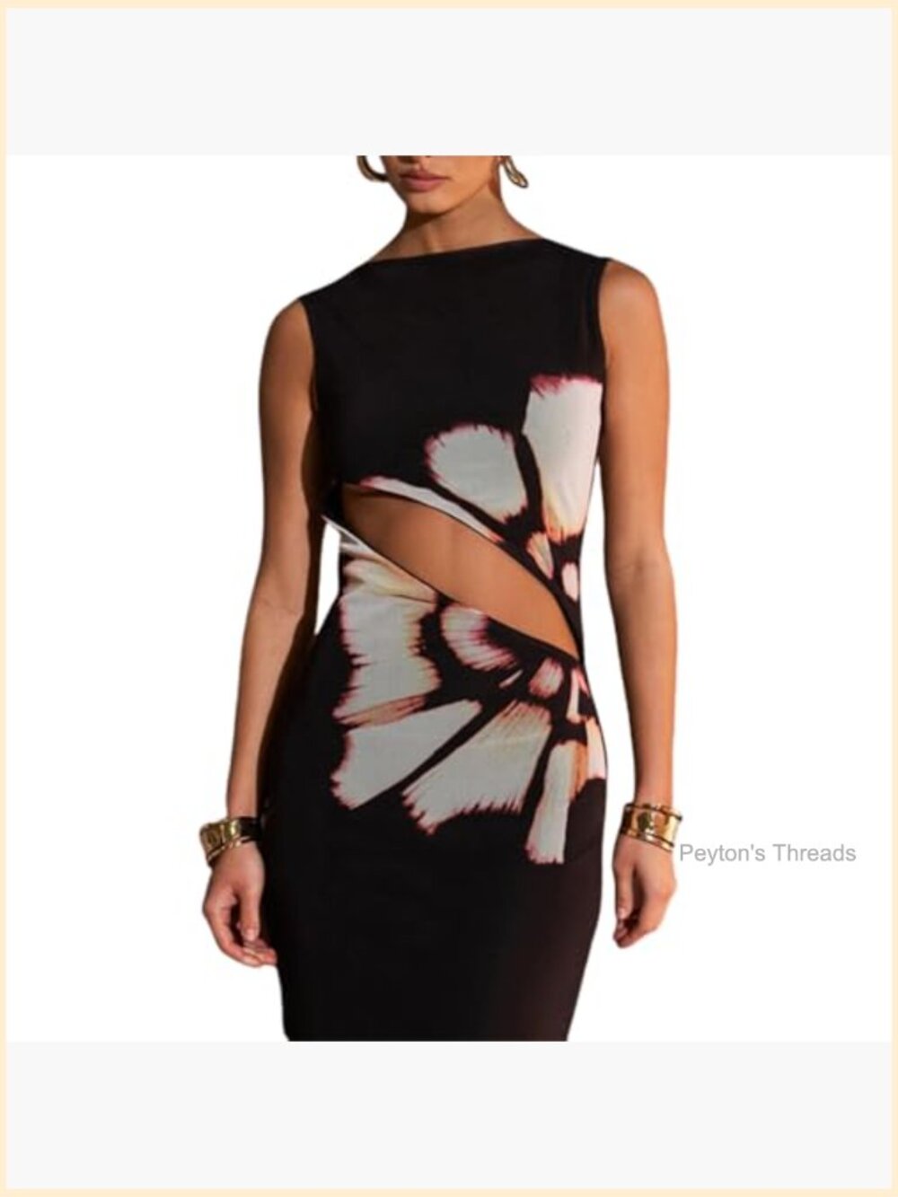 Sleeveless Snake Print Maxi Dress Hollow Out High Slit Bodycon Evening Gown - Picture 3 of 7